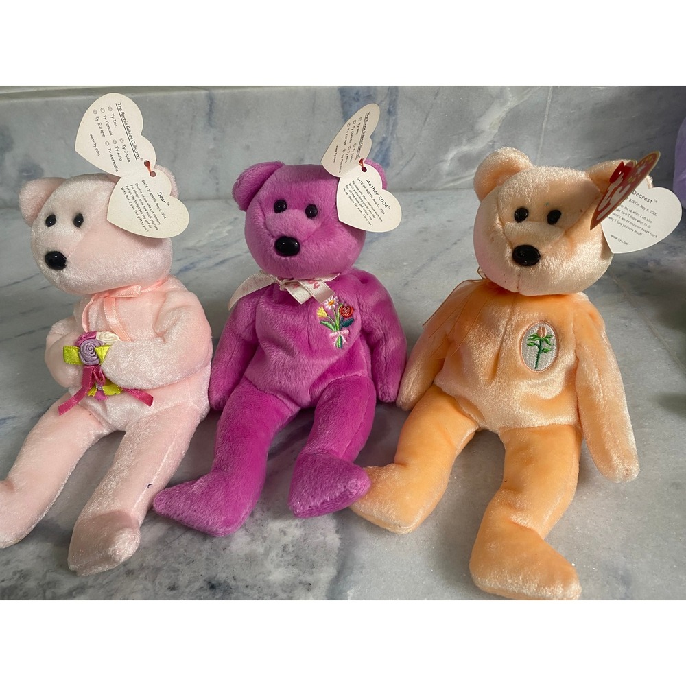 Ty Beanie Baby Mother's Day Bear Lot 3 Dearest Mother 2004 Dearest II Tags‎